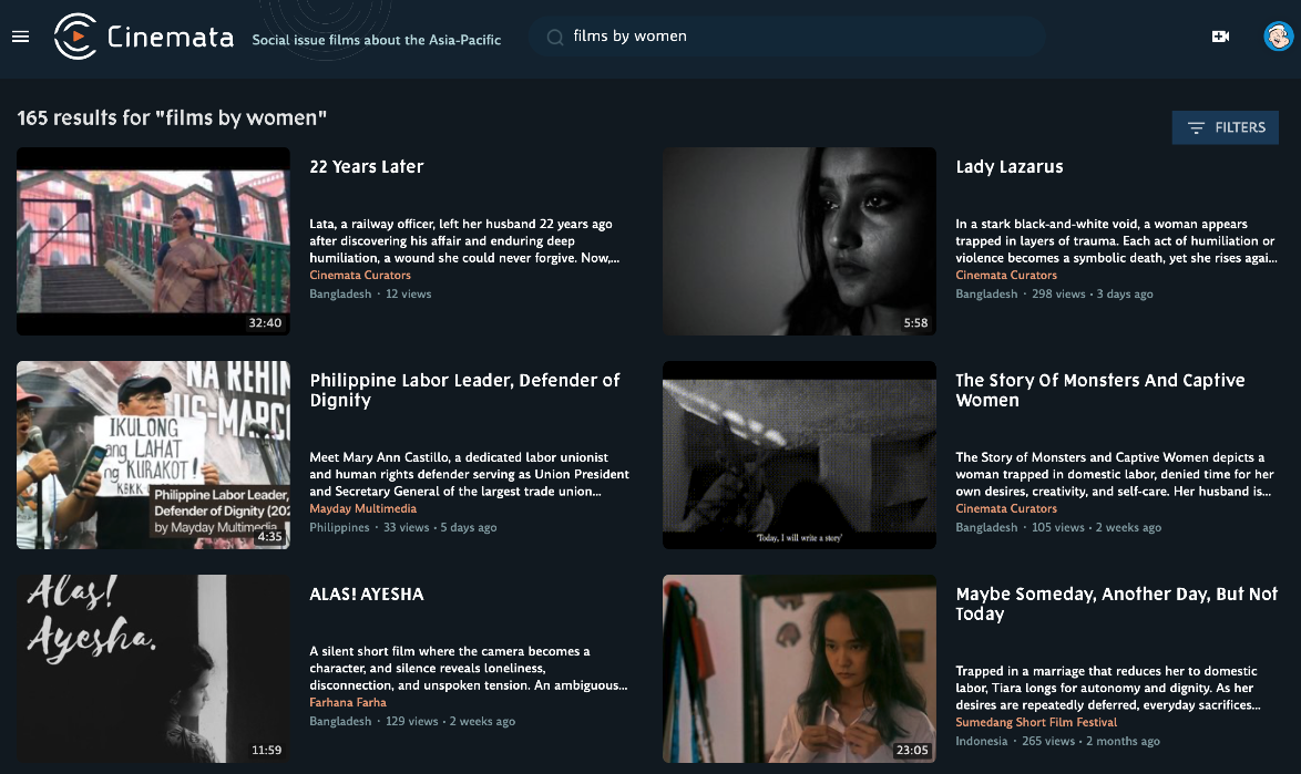 Cinemata search results now displaying film synopses instead of credits